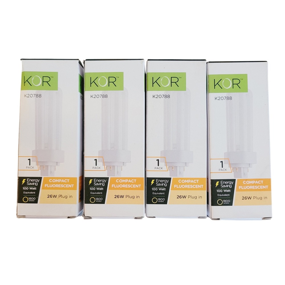KOR K20788 Compact‎ Fluorescent Bulb 26W Plug in 100 Watt Equivalent 4 Pack
